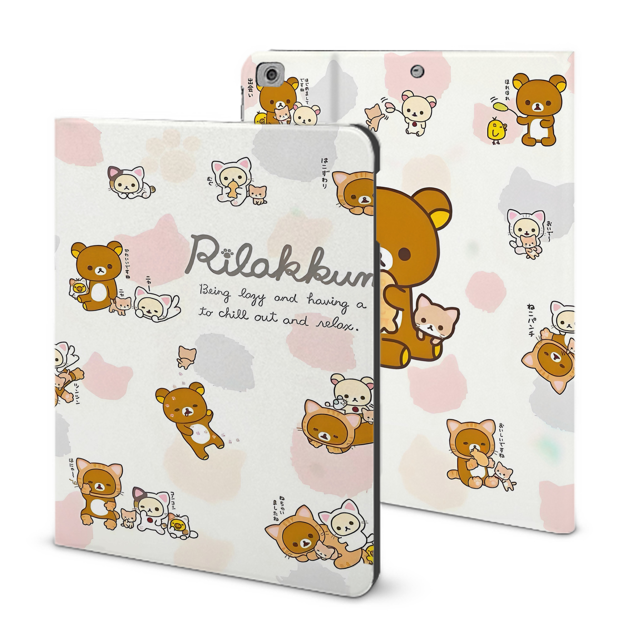 （画像用） リラックマ リラックマ キイロイトリ Rilakkuma Korilakkuma Kiiroitori IPad ケース ブック型 PUレザー TPU 耐衝撃 軽量 薄型 ペン収納なし 全面保護 IPad 各モデル対応